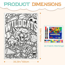 Load image into Gallery viewer, Wildcats Spirit Coloring Doodle Blanket 100×150cm (24-Color Markers)