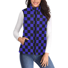 Load image into Gallery viewer, Checker Blue Women's Padded Vest Jacket (Model H44)
