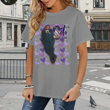 Load image into Gallery viewer, Custom Photo Name/Est Date Hearts Women's T-Shirt in USA Size (Front Printing) (Model T78)