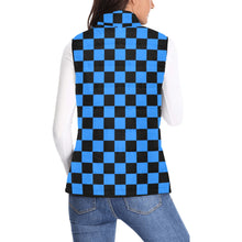 Load image into Gallery viewer, Checker Bright Blue Women's Padded Vest Jacket (Model H44)