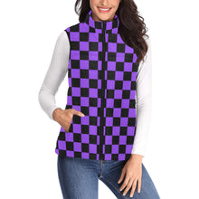 Load image into Gallery viewer, Checker Bright Purple Women's Padded Vest Jacket (Model H44)