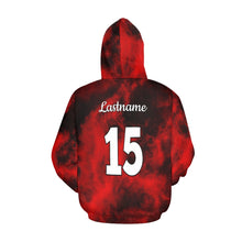 Load image into Gallery viewer, Steel City Name Number Red smoke All Over Print Hoodie for Women (USA Size) (Model H13)