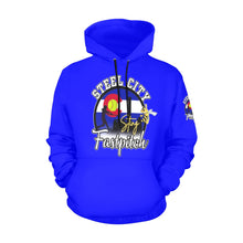 Load image into Gallery viewer, Steel City Sting men blue All Over Print Hoodie for Men (USA Size) (Model H13)