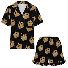 Load image into Gallery viewer, Crown Design Women's Ruffled Short-Sleeve Pajama Set