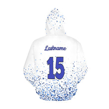 Load image into Gallery viewer, Steel City Name Number blue splatter All Over Print Hoodie for Women (USA Size) (Model H13)