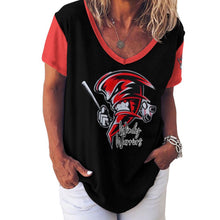 Load image into Gallery viewer, V Neck Short-sleeve Women Shirt Printed Women's Ice Silk V-Neck T-Shirt