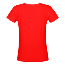 Load image into Gallery viewer, Steel City Vneck Red Women's Deep V-neck T-shirt (Model T19)