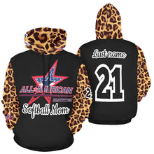 Load image into Gallery viewer, All American Mom Leopard White Hoodie Full Custom Black Red Words All Over Print Hoodie for Women (USA Size) (Model H13)