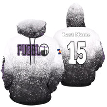 Load image into Gallery viewer, PS B/W Last Name/Number All Over Print Hoodie for Men (USA Size) (Model H13)