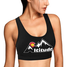 Load image into Gallery viewer, Altitude Sports Bra ALL Black Women's All Over Print Sports Bra (Model T52)