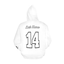 Load image into Gallery viewer, South White U B Name/Number All Over Print Hoodie for Women (USA Size) (Model H13)