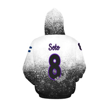 Load image into Gallery viewer, Pueblo Steel B/W PS Last name/Number Nickname All Over Print Hoodie for Women (USA Size) (Model H13)