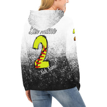 Load image into Gallery viewer, Altitude B/W Last name/Number Nickname Softball Number All Over Print Hoodie for Women (USA Size) (Model H13)