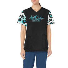 Load image into Gallery viewer, Summit Female Scrub Top White 2 Arms All Over Print Scrub Top