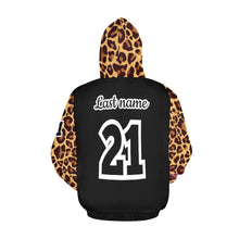 Load image into Gallery viewer, All American Mom Leopard White Hoodie Full Custom Black Red Words All Over Print Hoodie for Women (USA Size) (Model H13)
