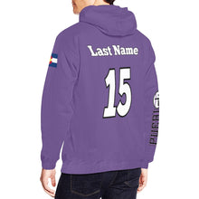 Load image into Gallery viewer, PS Purple Last Name/Number All Over Print Hoodie for Men (USA Size) (Model H13)
