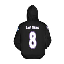 Load image into Gallery viewer, Pueblo Steel Last Name/Number All Over Print Hoodie for Women (USA Size) (Model H13)