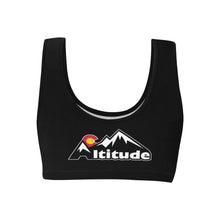 Load image into Gallery viewer, Altitude Sports bra Black Women's All Over Print Sports Bra (Model T52)