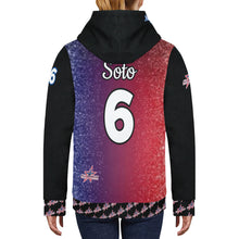 Load image into Gallery viewer, All American Red/blue glitter Women's Long Sleeve Fleece Hoodie (Model H55)