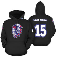 Load image into Gallery viewer, Tribe Black Name/Number All Over Print Hoodie for Women (USA Size) (Model H13)