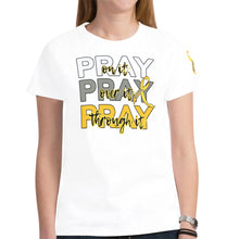 Load image into Gallery viewer, PRAY Dom Black Yellow White New All Over Print T-shirt for Women (Model T45)