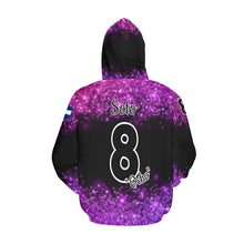 Load image into Gallery viewer, Pueblo Steel Logo purple PS Last name/Number Nickname Glitter All Over Print Hoodie for Women (USA Size) (Model H13)