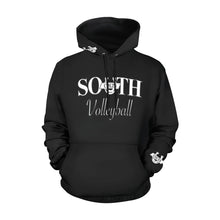 Load image into Gallery viewer, South Volley Ball Hoodie Name/Number black/black All Over Print Hoodie for Women (USA Size) (Model H13)