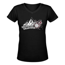 Load image into Gallery viewer, Crusher Vneck Women Black/White Women's Deep V-neck T-shirt (Model T19)