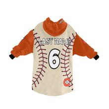Load image into Gallery viewer, Chaos Baseball LastName/Number/FirstName Orange Sleeve Blanket Hoodie for Kids