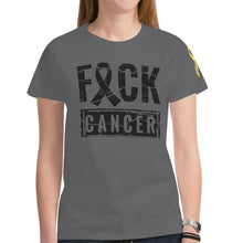 Load image into Gallery viewer, FCK Cancer Dom Grey women New All Over Print T-shirt for Women (Model T45)