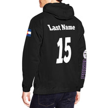 Load image into Gallery viewer, PS Black Last Name/Number All Over Print Hoodie for Men (USA Size) (Model H13)