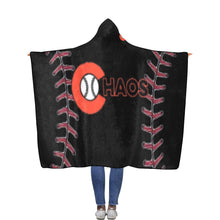 Load image into Gallery viewer, Baseball Hooded Blanket Black No Custom Flannel Hooded Blanket 56''x80''