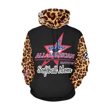 Load image into Gallery viewer, All American Mom Leopard White Hoodie Full Custom Black Red Words All Over Print Hoodie for Women (USA Size) (Model H13)