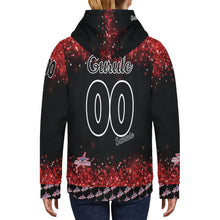 Load image into Gallery viewer, All American Softball Red Glitter Number Nickname Glitter Basic Numbers 00 Women's Long Sleeve Fleece Hoodie (Model H55)
