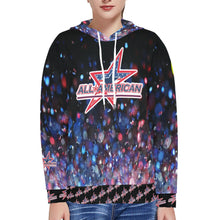 Load image into Gallery viewer, All American Softball Number Nickname Glitter Women's Long Sleeve Fleece Hoodie (Model H55)
