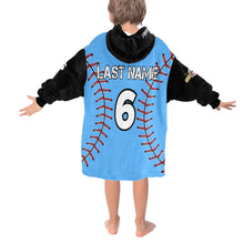 Load image into Gallery viewer, Crushers Baseball LastName/Number/FirstName Blue 3f Blanket Hoodie for Kids
