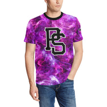 Load image into Gallery viewer, Pueblo Steel Smoke Purple Pink Nickname Men's All Over Print T-Shirt (Solid Color Neck) (Model T63)
