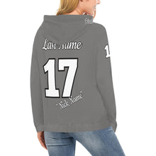 Load image into Gallery viewer, Altitude Grey Last name/Number Nickname B/W 17 All Over Print Hoodie for Women (USA Size) (Model H13)