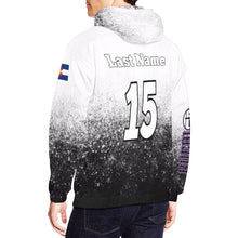 Load image into Gallery viewer, PS B/W Last Name/Number All Over Print Hoodie for Men (USA Size) (Model H13)