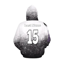 Load image into Gallery viewer, PS B/W Last Name/Number All Over Print Hoodie for Men (USA Size) (Model H13)