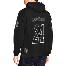 Load image into Gallery viewer, WF Sport Name/Number Black/black All Over Print Hoodie for Men (USA Size) (Model H13)