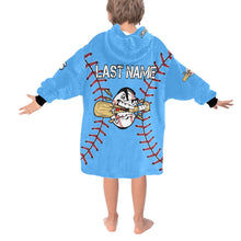 Load image into Gallery viewer, Crushers Baseball LastName/Number/FirstName Blue 2 Blanket Hoodie for Kids