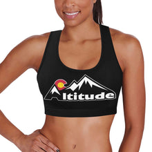 Load image into Gallery viewer, Altitude Sports Bra ALL Black Women's All Over Print Sports Bra (Model T52)
