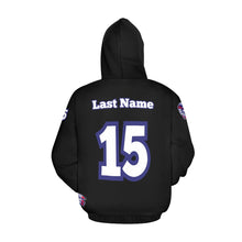 Load image into Gallery viewer, Tribe Black Name/Number All Over Print Hoodie for Women (USA Size) (Model H13)