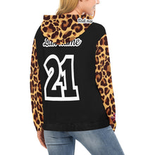Load image into Gallery viewer, All American Mom Leopard White Hoodie Full Custom Black Red Words All Over Print Hoodie for Women (USA Size) (Model H13)