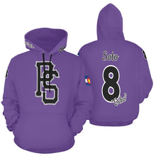 Load image into Gallery viewer, Pueblo Steel purple PS Last name/Number Nickname B/W All Over Print Hoodie for Women (USA Size) (Model H13)