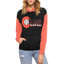 Load image into Gallery viewer, Chaos Baseball Mama Black Orange Sleeve All Over Print Hoodie for Women (USA Size) (Model H13)