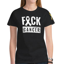 Load image into Gallery viewer, FCK Cancer Dom Black women New All Over Print T-shirt for Women (Model T45)
