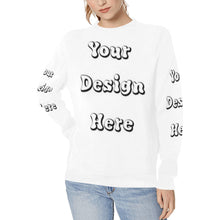 Load image into Gallery viewer, Custom Your Design Here- Female Crew Neck Women's Rib Cuff Crew Neck Sweatshirt (Model H34)