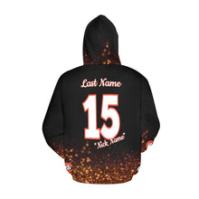 Load image into Gallery viewer, Chaos Mama Hoodie First Name Hood, Last Name/Number/Nick Name Back All Over Print Hoodie for Women (USA Size) (Model H13)
